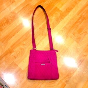 Vera Bradley Microfiber Hipster Quilted Crossbody Bag Fuchsia